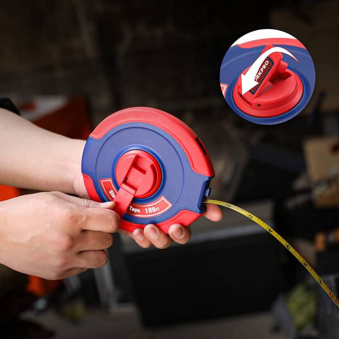 100-Fuß-Maßband, langes Stahlband mit geschlossener Spule und klappbarem Griff, stoßfestes Gehäuse WORKPRO V02J106 neu Werkzeug