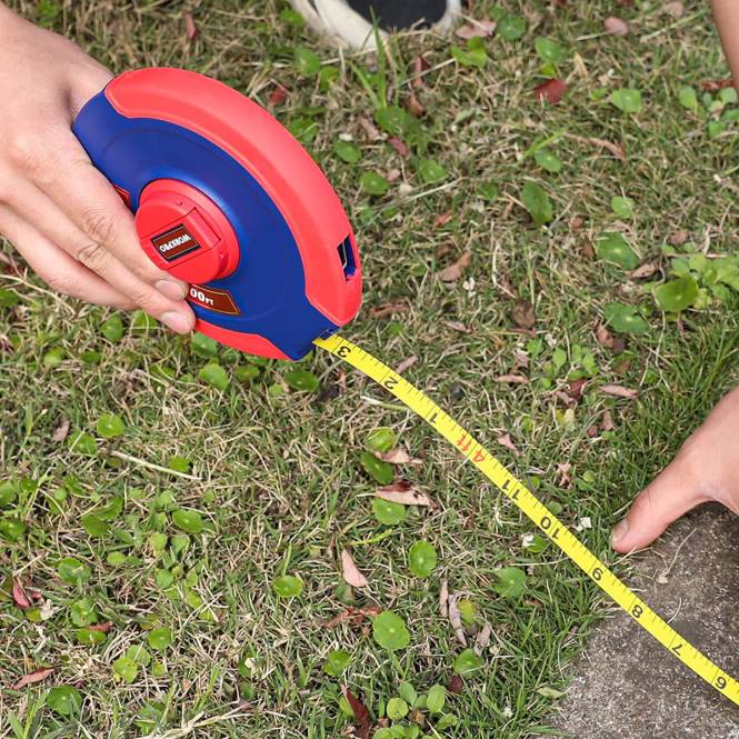 100-Fuß-Maßband, langes Stahlband mit geschlossener Spule und klappbarem Griff, stoßfestes Gehäuse WORKPRO V02J106 neu Werkzeug