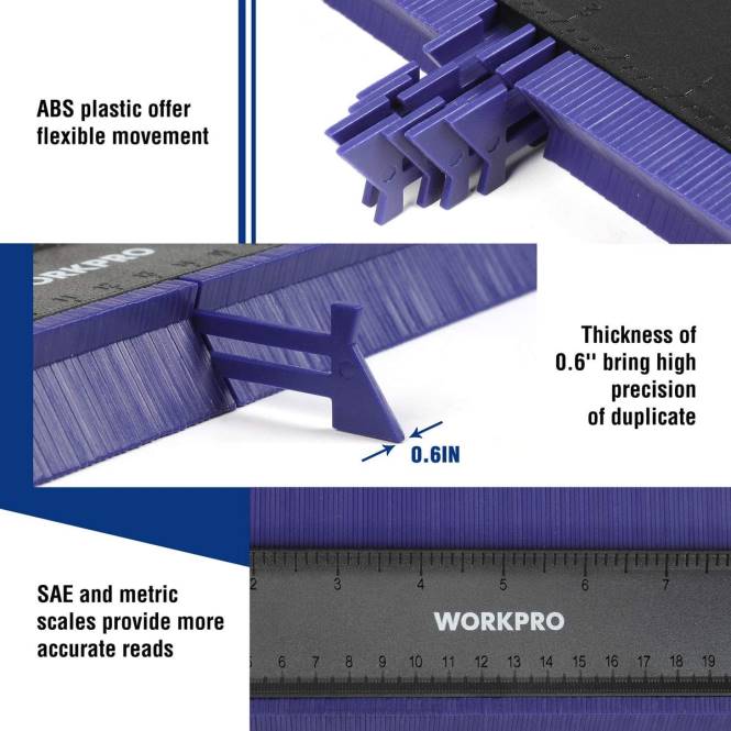 Konturmessgerät und 6-seitiges Winkelmesswerkzeug-Kombiset WORKPRO V02J107 neu Werkzeug