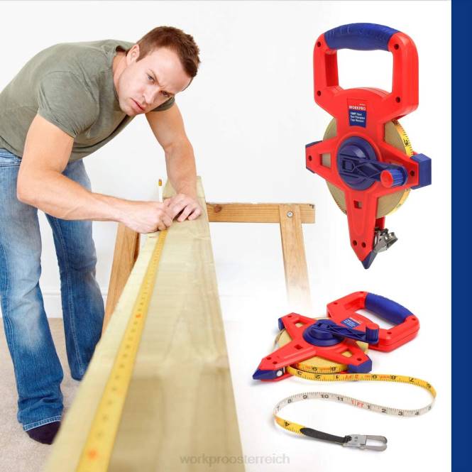 Maßband mit offener Rolle und doppelter Nylon-beschichteter Glasfaserklinge, 100 Fuß WORKPRO V02J109 neu Werkzeug