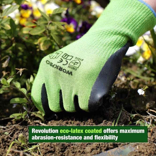 2 Paar Gartenarbeitshandschuhe mit Öko-Latex-Handfläche und Touchscreen zum Jäten, Graben, Harken und Beschneiden WORKPRO V02J273 neu Werkzeug