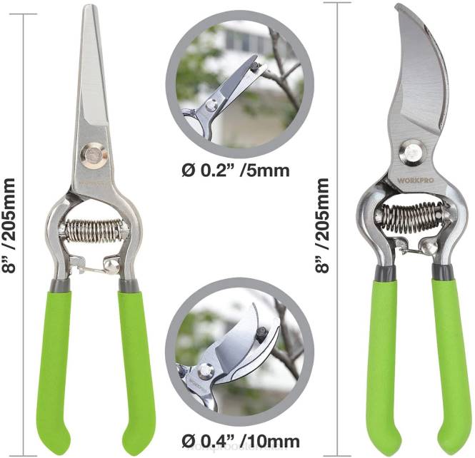 2-teiliges Gartenscheren-Set mit gerader Stahlklinge WORKPRO V02J271 hilfreich Werkzeug
