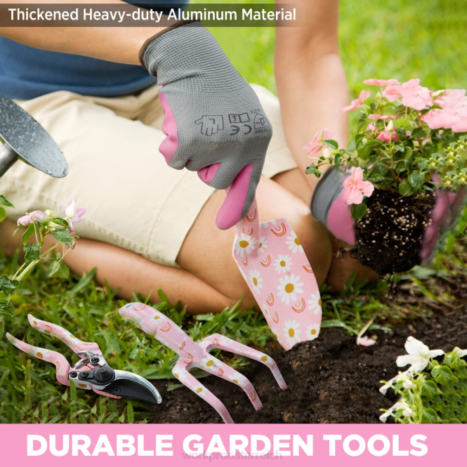 5-teiliges Hochleistungs-Gartengeräteset aus Aluminium WORKPRO V02J284 weiß/rosa Werkzeug