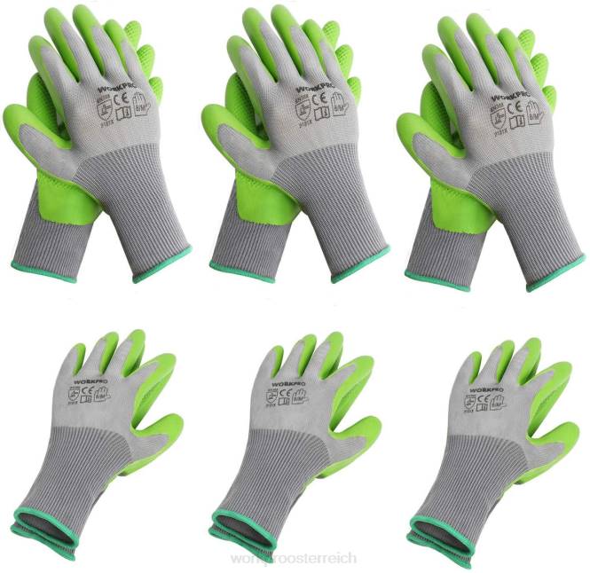 6 Paar Gartenarbeitshandschuhe mit Öko-Latex-Handfläche WORKPRO V02J275 hilfreich Werkzeug