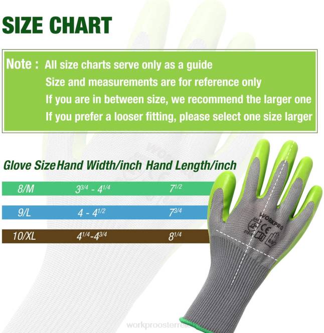 6 Paar Gartenarbeitshandschuhe mit Öko-Latex-Handfläche WORKPRO V02J275 hilfreich Werkzeug