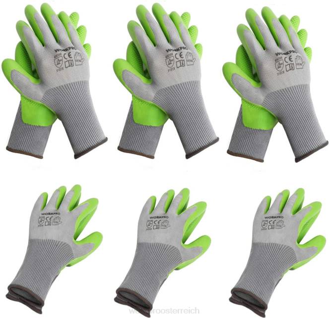 6 Paar Gartenarbeitshandschuhe mit Öko-Latex-Handfläche WORKPRO V02J275 hilfreich Werkzeug