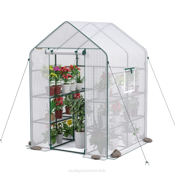 Großes tragbares begehbares Gartengewächshaus mit 3 Ebenen und 8 Regalen WORKPRO V02J290 nützlich Werkzeug