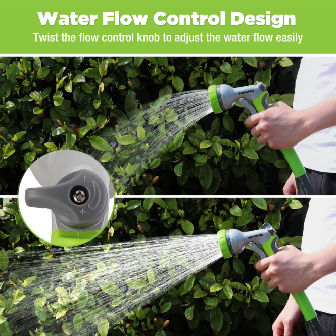 Hochdruck-Wasserschlauchdüsensprüher für den Garten mit 8 einstellbaren Bewässerungsmustern und Daumensteuerungsdesign WORKPRO V02J288 nützlich Werkzeug