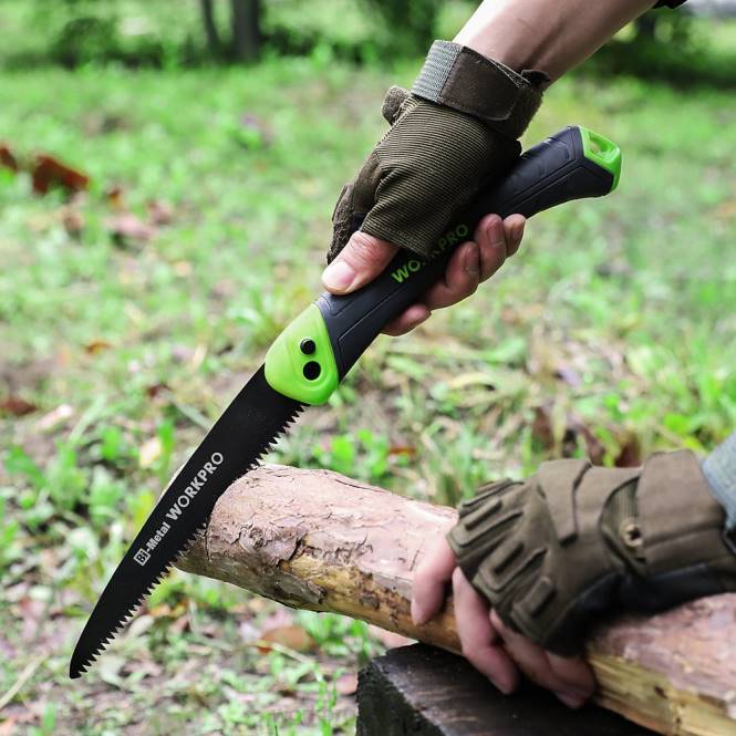 Klappsäge, kompakte Hand-Astsäge mit 7-Zoll-Sägeblatt-Druckknopfverriegelung WORKPRO V02J270 hilfreich Werkzeug