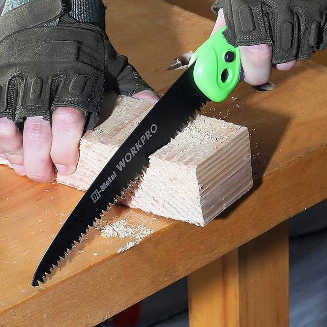 Klappsäge, kompakte Hand-Astsäge mit 7-Zoll-Sägeblatt-Druckknopfverriegelung WORKPRO V02J270 hilfreich Werkzeug