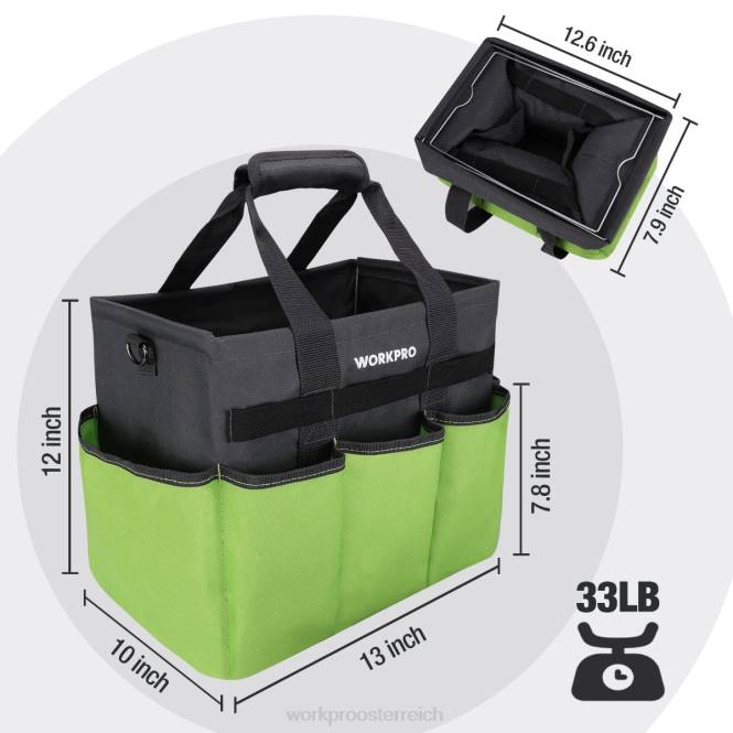 Robuste, standfeste Garten-Tragetasche mit 10 Taschen und langem, verstellbarem Schultergurt WORKPRO V02J281 hilfreich Werkzeug