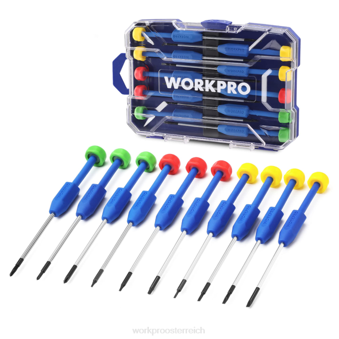 10-teiliges Präzisions-Schraubendreher-Set mit Etui, Phillips, Schlitz, Torx-Stern, magnetischer Schraubendreher-Reparatursatz, rutschfester Griff WORKPRO V02J103 neu Werkzeug