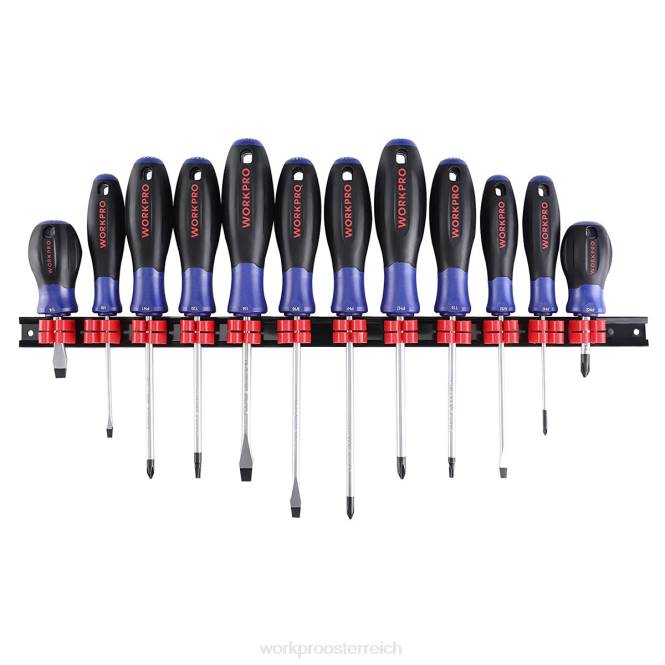 12-teiliges magnetisches Schraubendreher-Set mit flachem Organizer für die Reparatur von Industrie- und Haushaltsmechanikern WORKPRO V02J99 neu Werkzeug