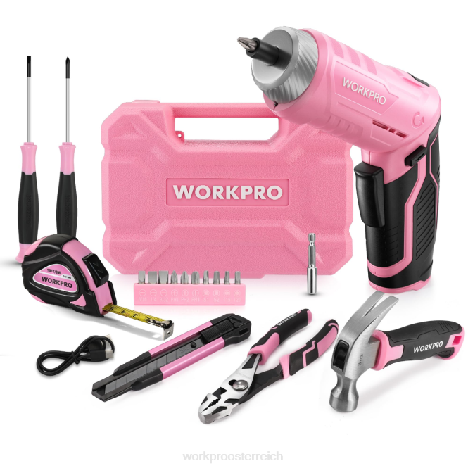 18-teiliges allgemeines Werkzeugset für den Heimgebrauch WORKPRO V02J102 Pink Blau Werkzeug