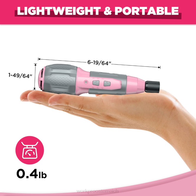 Akku-Schraubendreher-Set mit wiederaufladbarem 4-V-USB-Lithium-Ionen-Akku WORKPRO V02J236 rosa/weiß Werkzeug