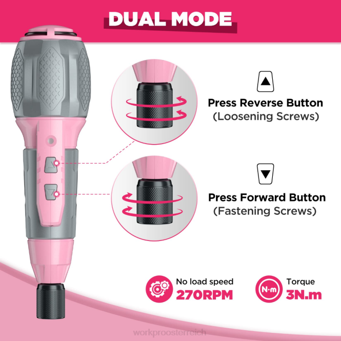 Akku-Schraubendreher-Set mit wiederaufladbarem 4-V-USB-Lithium-Ionen-Akku WORKPRO V02J236 rosa/weiß Werkzeug