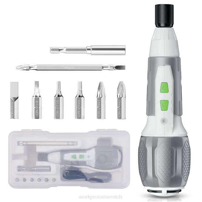 Akku-Schraubendreher-Set mit wiederaufladbarem 4-V-USB-Lithium-Ionen-Akku WORKPRO V02J236 rosa/weiß Werkzeug