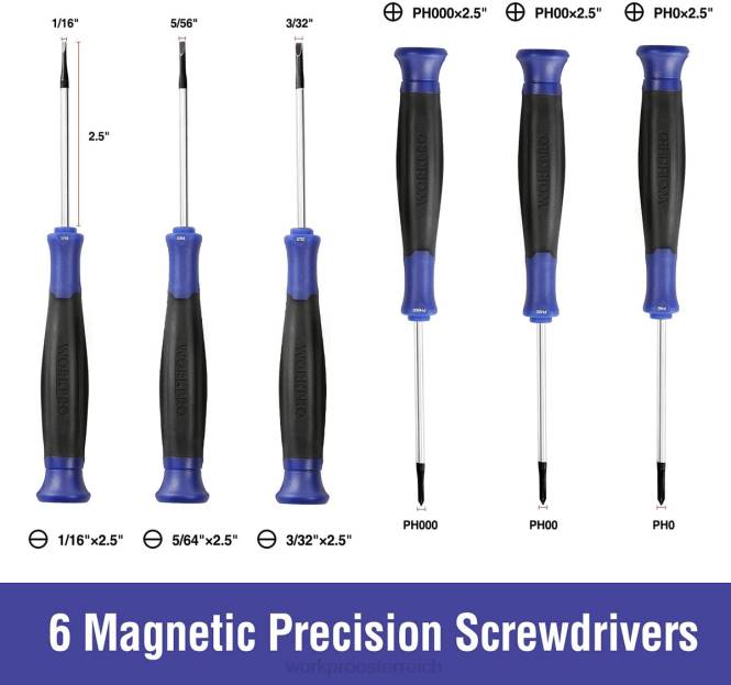 Magnetischer Schraubendrehersatz, 16-teilig, Torx-Schlitz-Phillips-Präzisionsschraubendreher mit Magnetisierer WORKPRO V02J98 neu Werkzeug