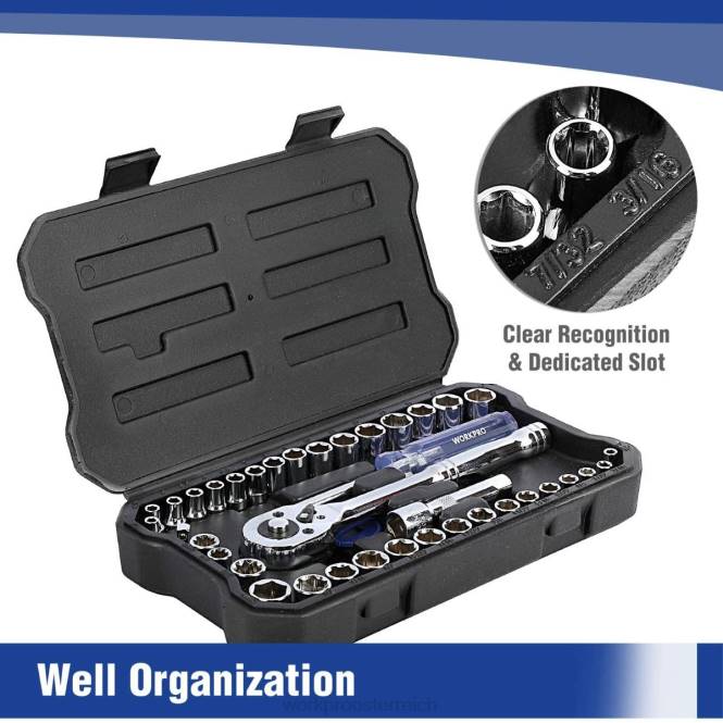 39-teiliger Steckschlüsselsatz, kleiner 1/4-Zoll- und 3/8-Zoll-Steckschlüsselsatz WORKPRO V02J140 neu Werkzeug