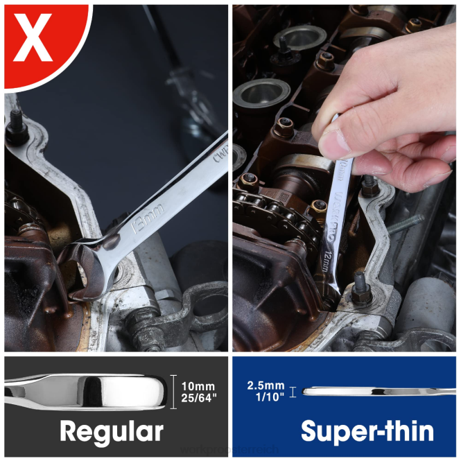 7-teiliges, metrisches, superdünnes Schraubenschlüsselset mit aufrollbarer Organizer-Tasche WORKPRO V02J96 hilfreich Werkzeug