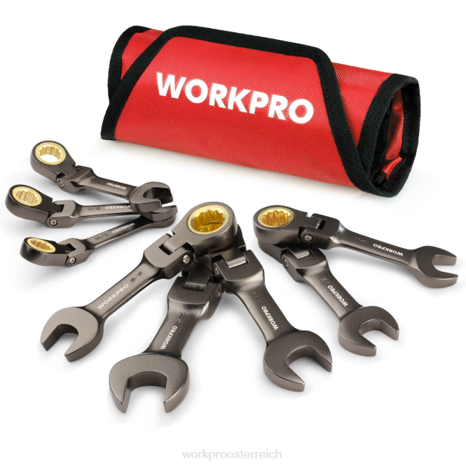 8-teiliger Ratschen-Maulschlüsselsatz mit flexiblem Kopf WORKPRO V02J82 neu Werkzeug