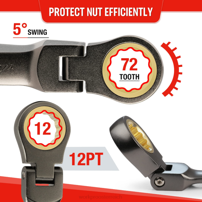 8-teiliger Ratschen-Maulschlüsselsatz mit flexiblem Kopf WORKPRO V02J82 neu Werkzeug