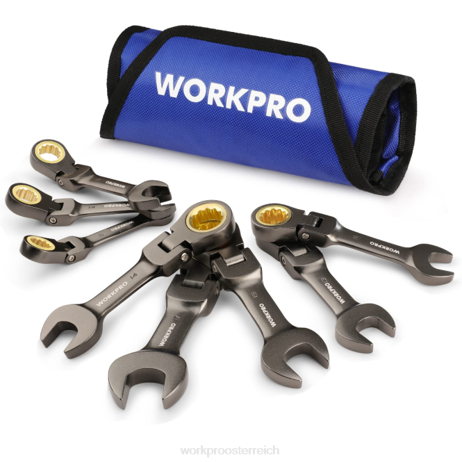 8-teiliger Ratschen-Maulschlüsselsatz mit flexiblem Kopf WORKPRO V02J82 neu Werkzeug