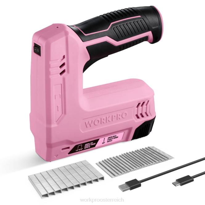 3,6 V 2,0 Ah batteriebetriebene elektrische kabellose 2-in-1-Heft- und Nagelpistole WORKPRO V02J265 rosa/grau Werkzeug