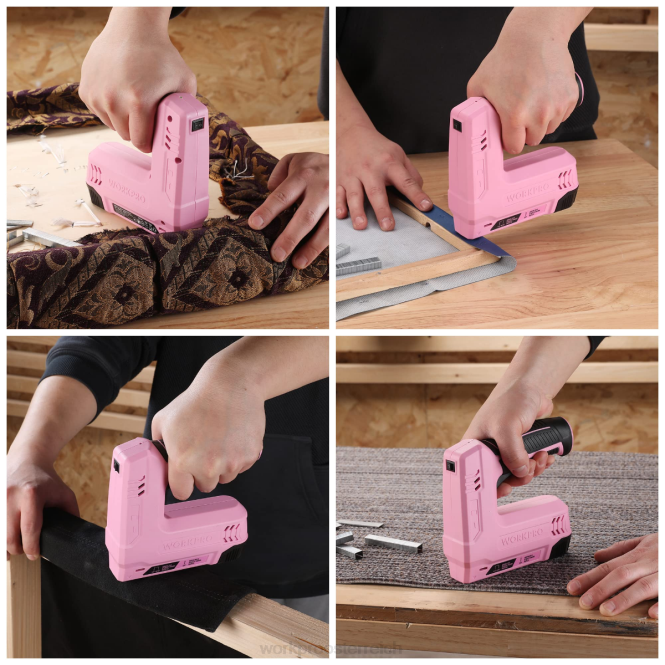 3,6 V 2,0 Ah batteriebetriebene elektrische kabellose 2-in-1-Heft- und Nagelpistole WORKPRO V02J265 rosa/grau Werkzeug
