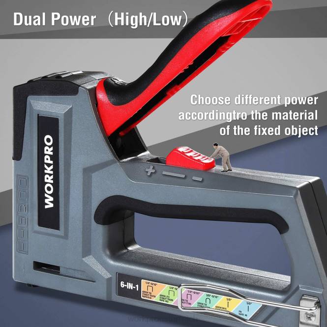 6-in-1-Nagelpistole mit manuellem Bradnagler und Polstertacker WORKPRO V02J59 rosa/grau Werkzeug