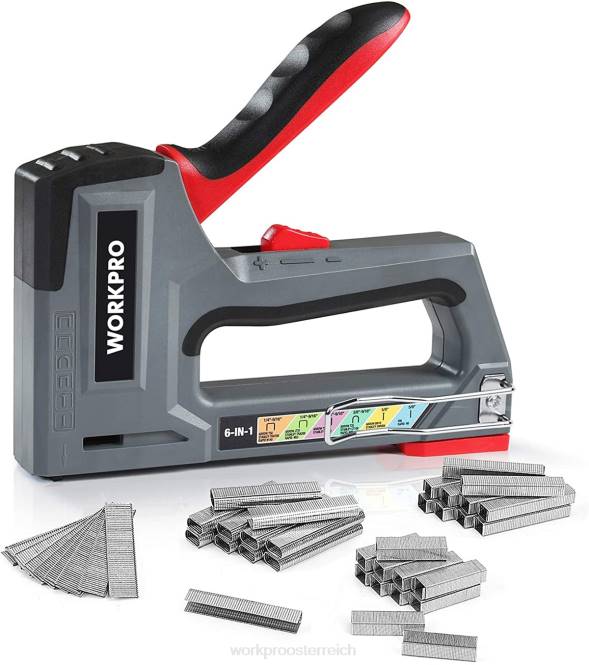 6-in-1-Nagelpistole mit manuellem Bradnagler und Polstertacker WORKPRO V02J59 rosa/grau Werkzeug