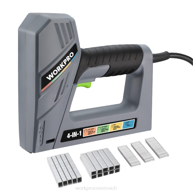 Elektrische, kabelgebundene 4-in-1-Nagelpistole, inklusive 3.000 Heftklammern und Nägeln WORKPRO V02J60 hilfreich Werkzeug