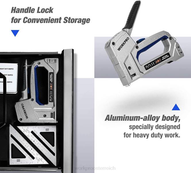 Nagler Hochleistungs-4-in-1-Aluminiumnagler mit 2000 Heftklammern WORKPRO V02J58 hilfreich Werkzeug