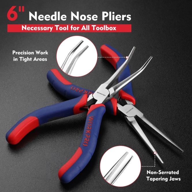 2-teiliges Mini-Spitzzangen-Set, Spitzzange, Spitzzange WORKPRO V02J73 morden Werkzeug