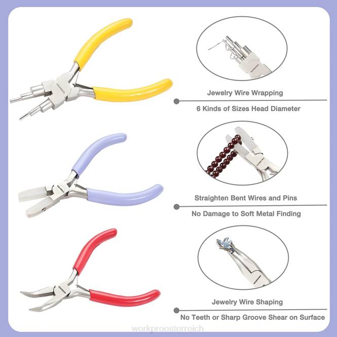 5-teilige Schmuckzange, Schmuckwerkzeuge inklusive 6-in-1-Drahtschlaufenzange, Nylon-Spitzzange, gebogener Spitzzange, spitzer Pinzette, gebogener Pinzette WORKPRO V02J75 nützlich Werkzeug