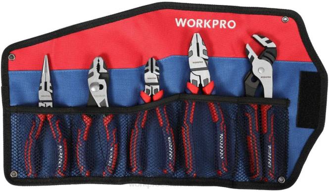 5-teiliges Premium-Cr-V-Konstruktionszangen-Set mit Aufbewahrungstasche WORKPRO V02J66 nützlich Werkzeug