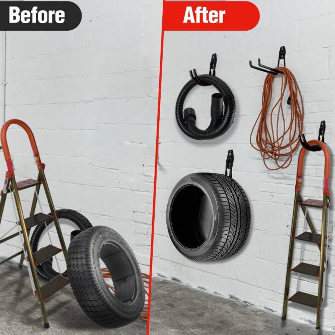 12-teiliges Garagenhaken-Set, robuste Garagenaufhänger aus Stahl, praktische Wandmontagehaken, Werkzeugaufhänger für Fahrräder, Gartengeräte, Leitern und sperrige Gegenstände WORKPRO V02J133 nützlich