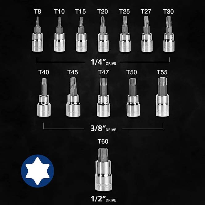 13-teiliger Torx-Bit-Steckschlüsselsatz (nur für den Handgebrauch) WORKPRO V02J127 morden Werkzeug