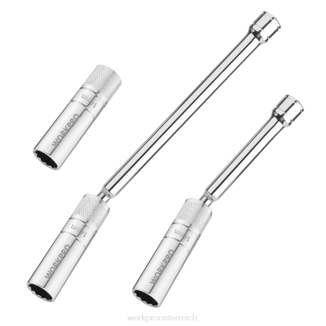 3-teiliges 14-mm-Dünnwandsteckdosen-Set mit 6- und 10-Zoll-Verlängerungen, magnetischer, drehbarer Zündkerzensteckschlüsselsatz WORKPRO V02J143 hilfreich Werkzeug