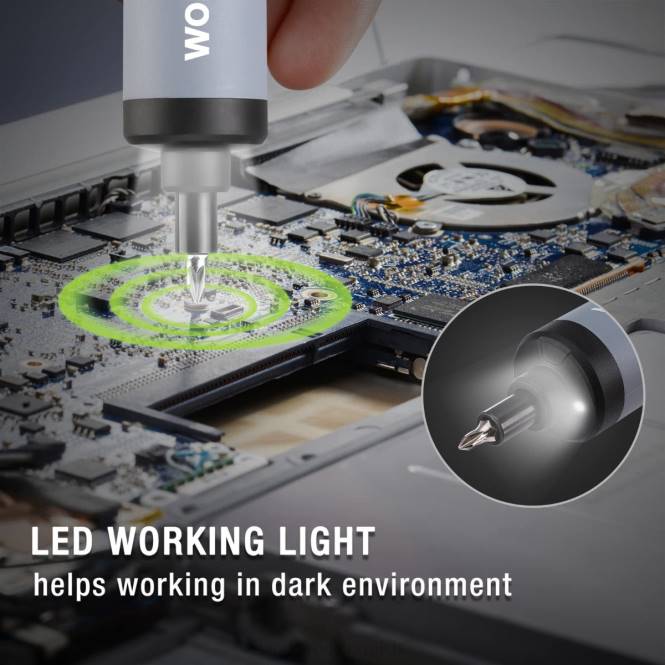 4-V-Elektroschrauber, wiederaufladbares Akkuschrauber-Set mit LED-Licht WORKPRO V02J232 nützlich Werkzeug