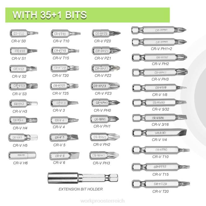 4-V-Elektroschrauber, wiederaufladbares Akkuschrauber-Set mit LED-Licht WORKPRO V02J232 nützlich Werkzeug