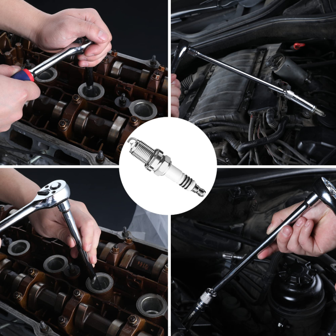 6 Stück 9/16 Zoll, 5/8 Zoll, 13/16 Zoll, 14 mm dünne Wandsteckdosen mit 4, 6, 11 Zoll Verlängerungen, magnetisch drehbarer Zündkerzensteckschlüsselsatz WORKPRO V02J139 neu Werkzeug