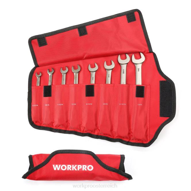 8-teiliger Ratschen-Maulschlüsselsatz mit flexiblem Kopf und Organizer-Tasche WORKPRO V02J86 nützlich Werkzeug
