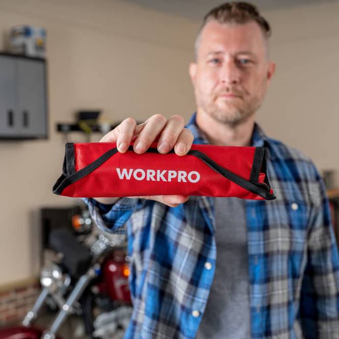 8-teiliger Ratschen-Maulschlüsselsatz mit flexiblem Kopf und Organizer-Tasche WORKPRO V02J86 nützlich Werkzeug
