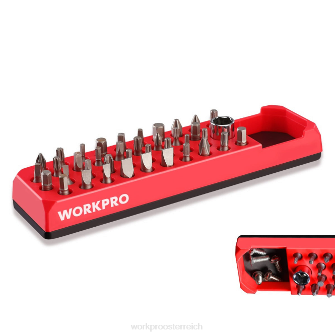Magnetischer Sechskant-39-Loch-Schraubendreher-Bohrer-Organizer für 1/4-Zoll-Sechskant-Bit- und Antriebsbit-Adapter WORKPRO V02J132 rot blau Werkzeug