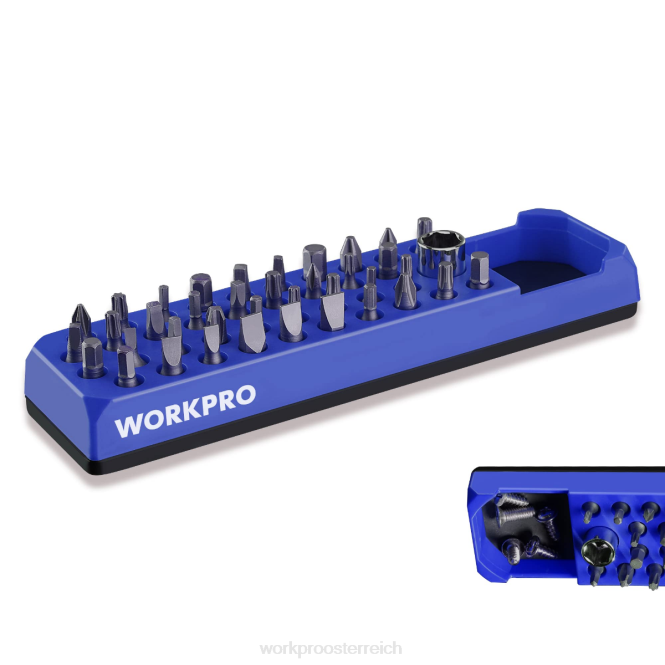 Magnetischer Sechskant-39-Loch-Schraubendreher-Bohrer-Organizer für 1/4-Zoll-Sechskant-Bit- und Antriebsbit-Adapter WORKPRO V02J132 rot blau Werkzeug
