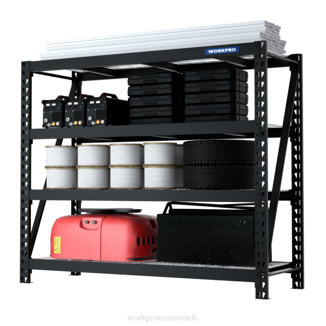 4-stufiges Garagenregal aus Metall, 7200 Pfund Tragkraft, robuste, industrietaugliche, verstellbare Regale WORKPRO V02J10 hilfreich Lagerung