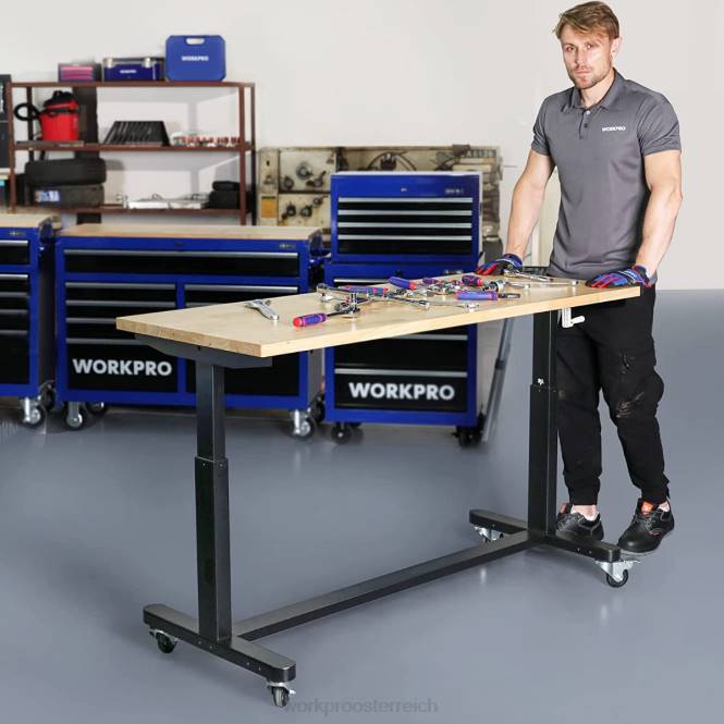 Höhenverstellbarer Arbeitstisch mit Kurbel, mit Rollen und Nivellierfüßen, 500 lbs Tragkraft WORKPRO V02J3 nützlich Lagerung