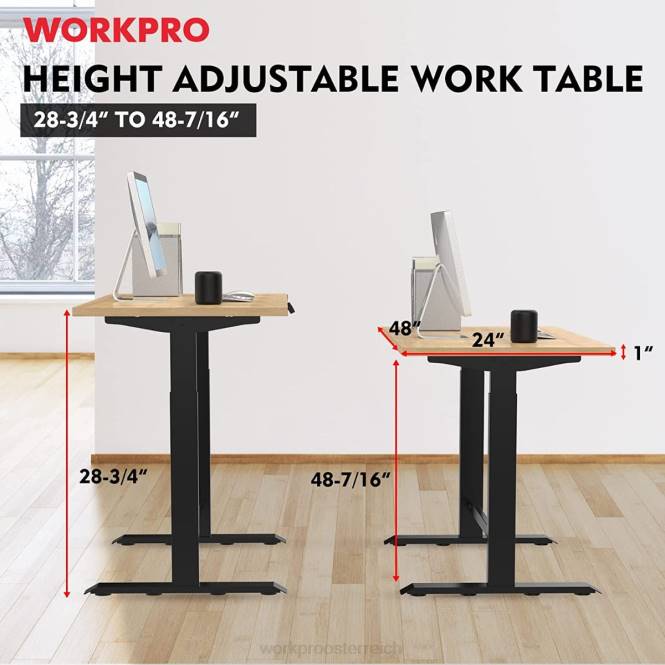 elektrisch höhenverstellbare Werkbank mit Holzplatte und Doppelmotor WORKPRO V02J5 morden Lagerung