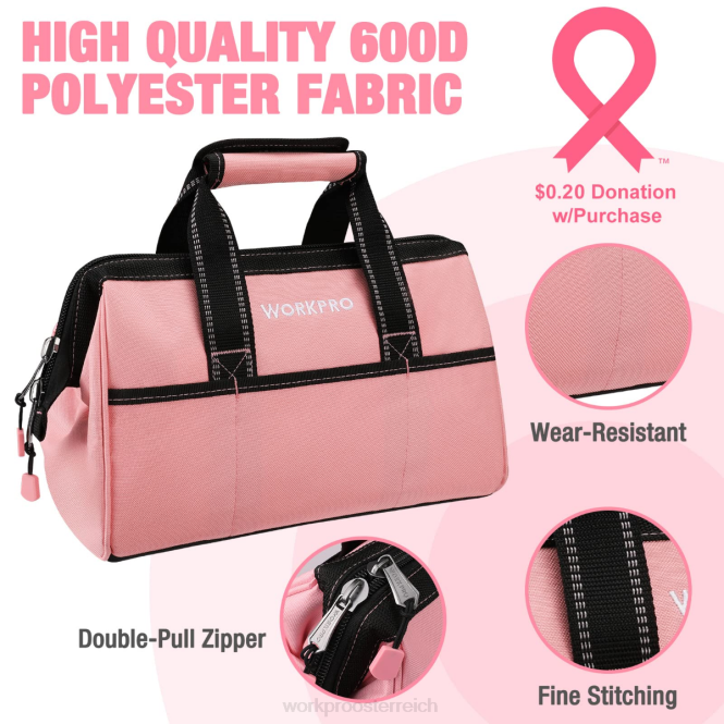 13-Zoll-Werkzeugtasche, Werkzeugaufbewahrungstaschen aus weichem Stoff WORKPRO V02J29 Rosa Lagerung